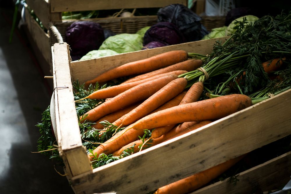 Carrots in a crate