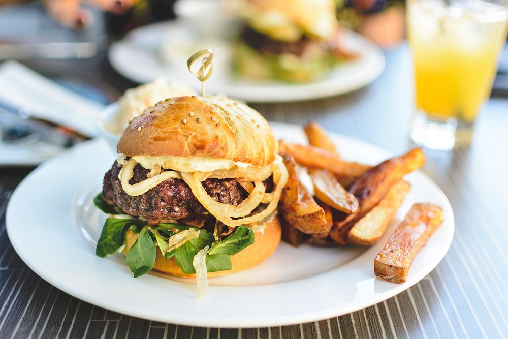 Juicy beef burger food photography