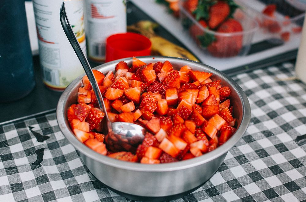 Cut strawberries