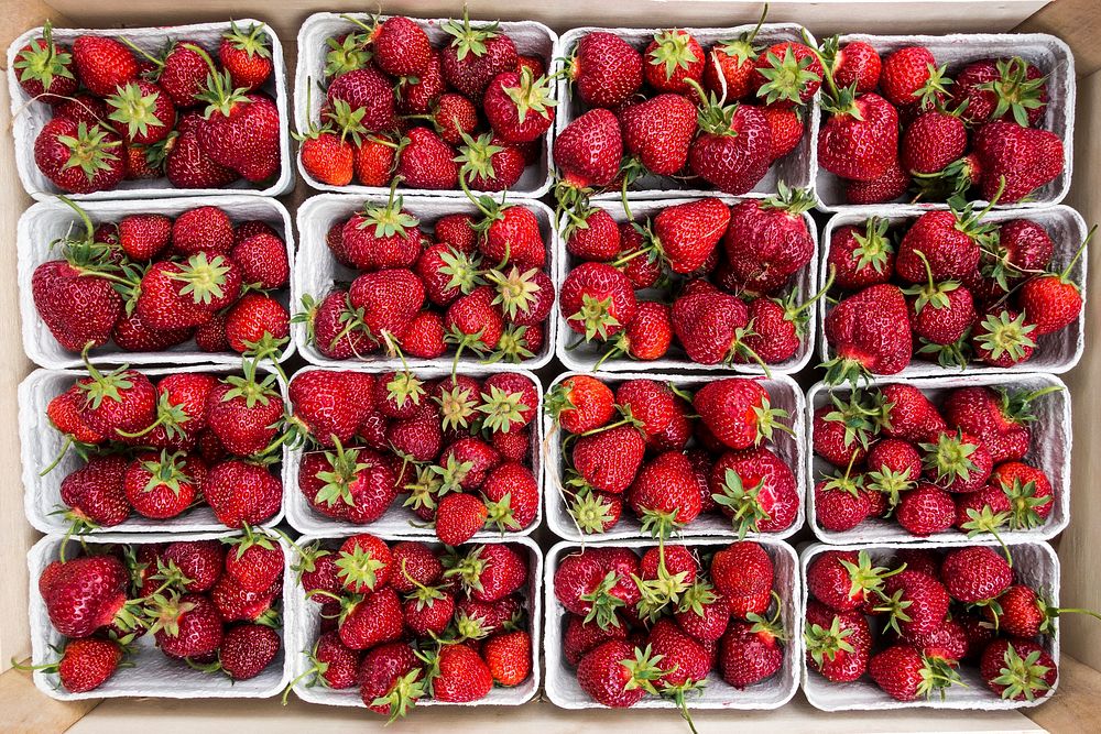 Strawberries at a farmers' market