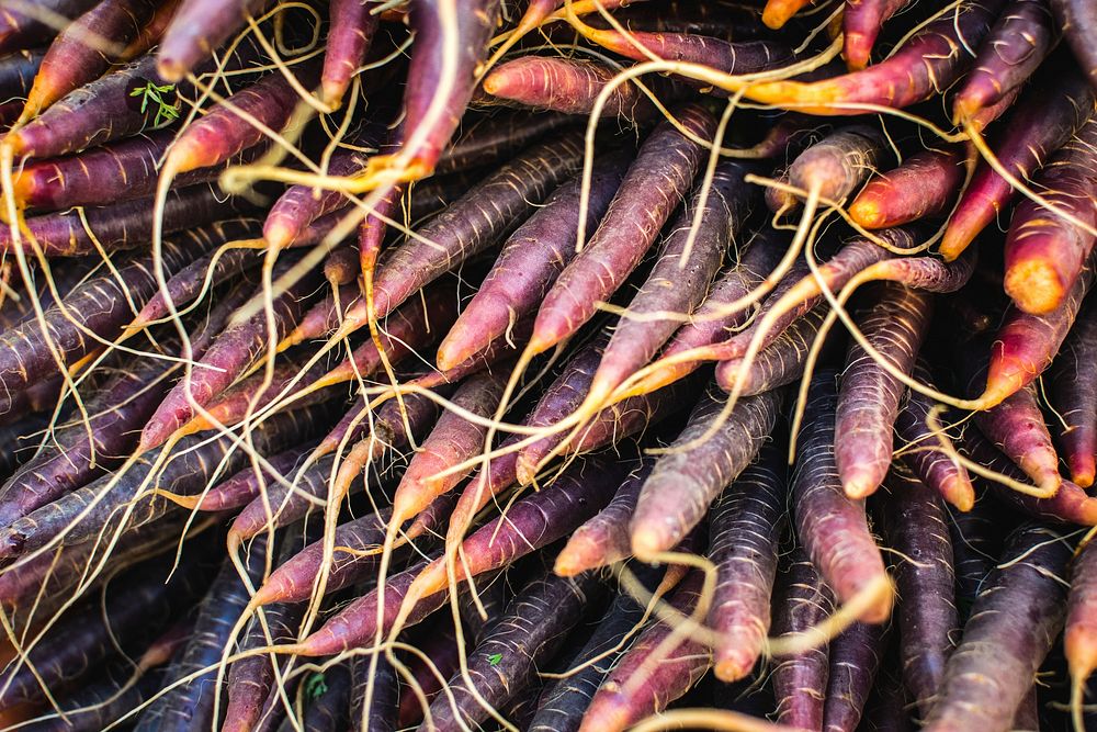 Red carrots at a farmers market