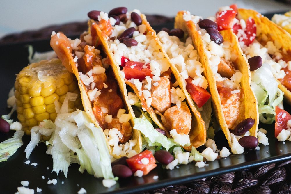 Tasty chicken tacos with cheese