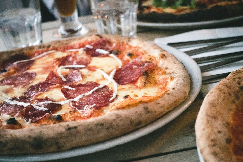 Italian salami pizza food photography