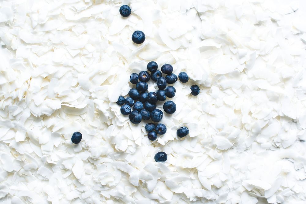 Shredded coconut and blueberry