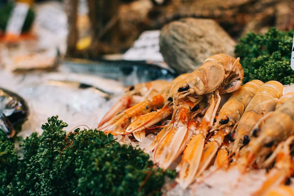 Crayfish sold at a fish market