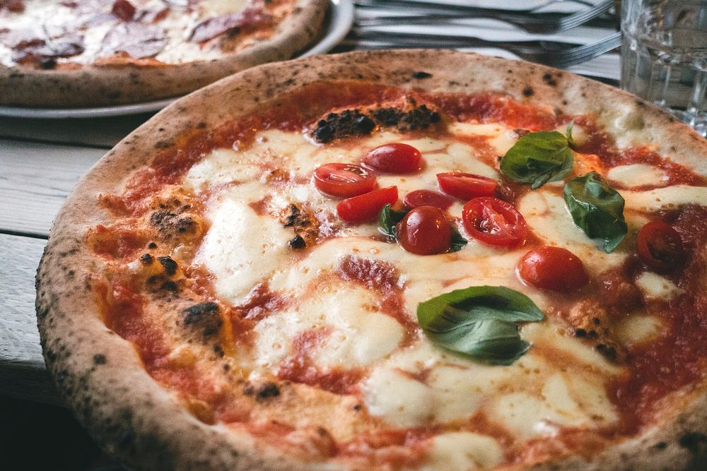 Neapolitan pizza with San Marzano tomatoes food photography
