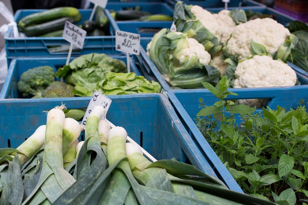 Fresh vegetables in Prague farmers market