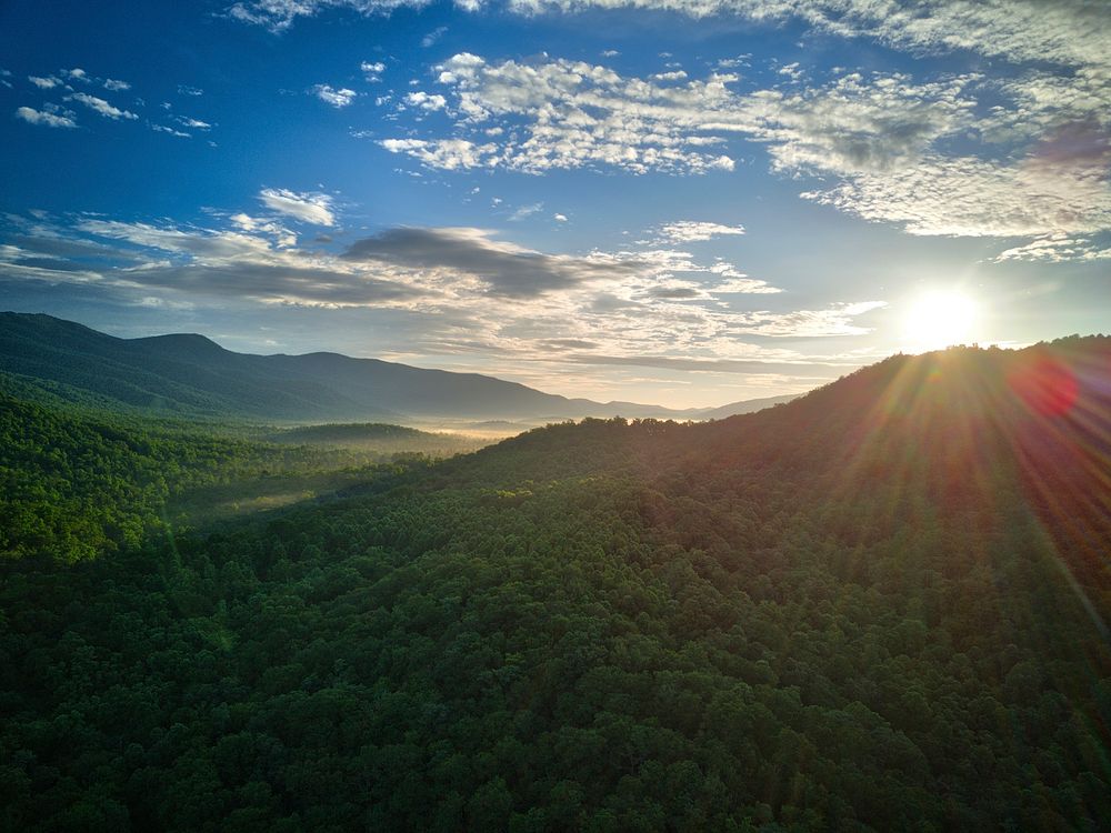 Sun rising over the mountains in North Carolina, USA