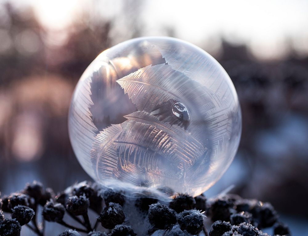 Glass ball in a winter landscape