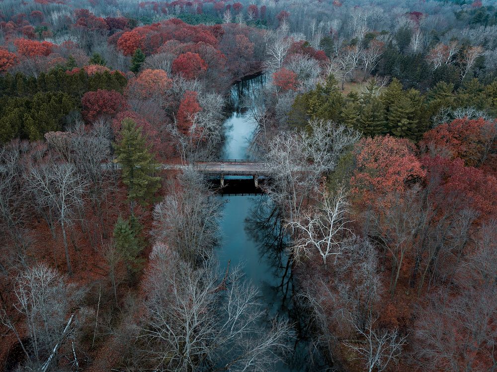 Richfield bridge in Michigan in autumn