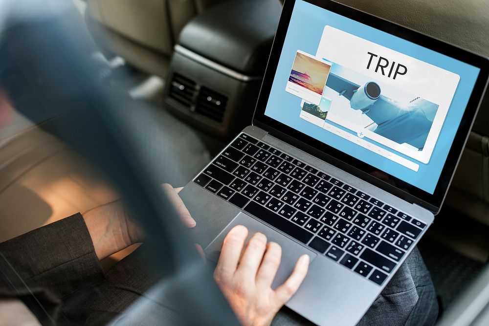 Illustration of air ticket booking for travel destination on laptop
