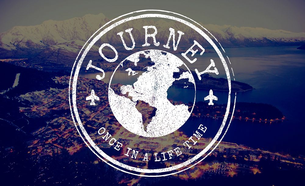 Jouney Travel World Stamp Concept