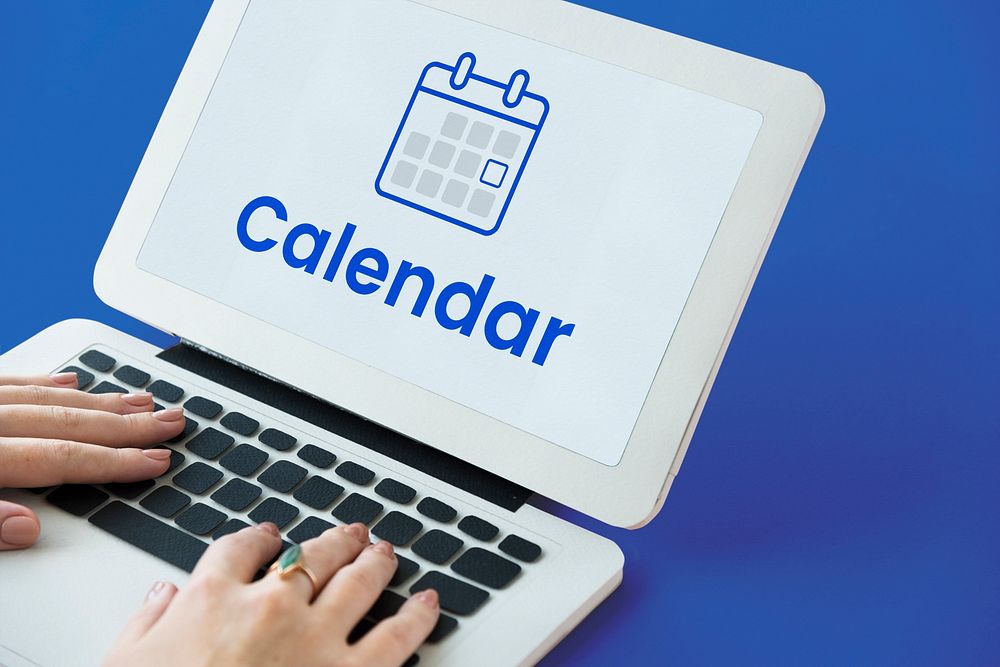 Illustration of personal organizer calendar on laptop