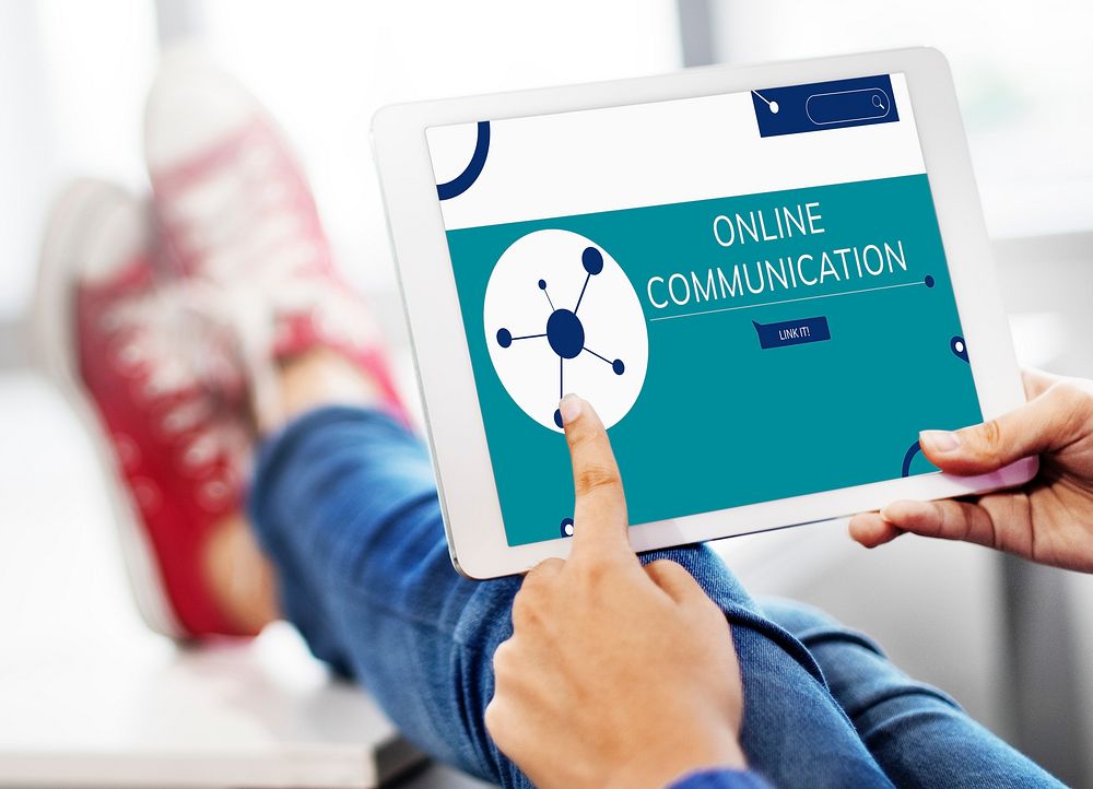Illustration of social media online communication on digital tablet