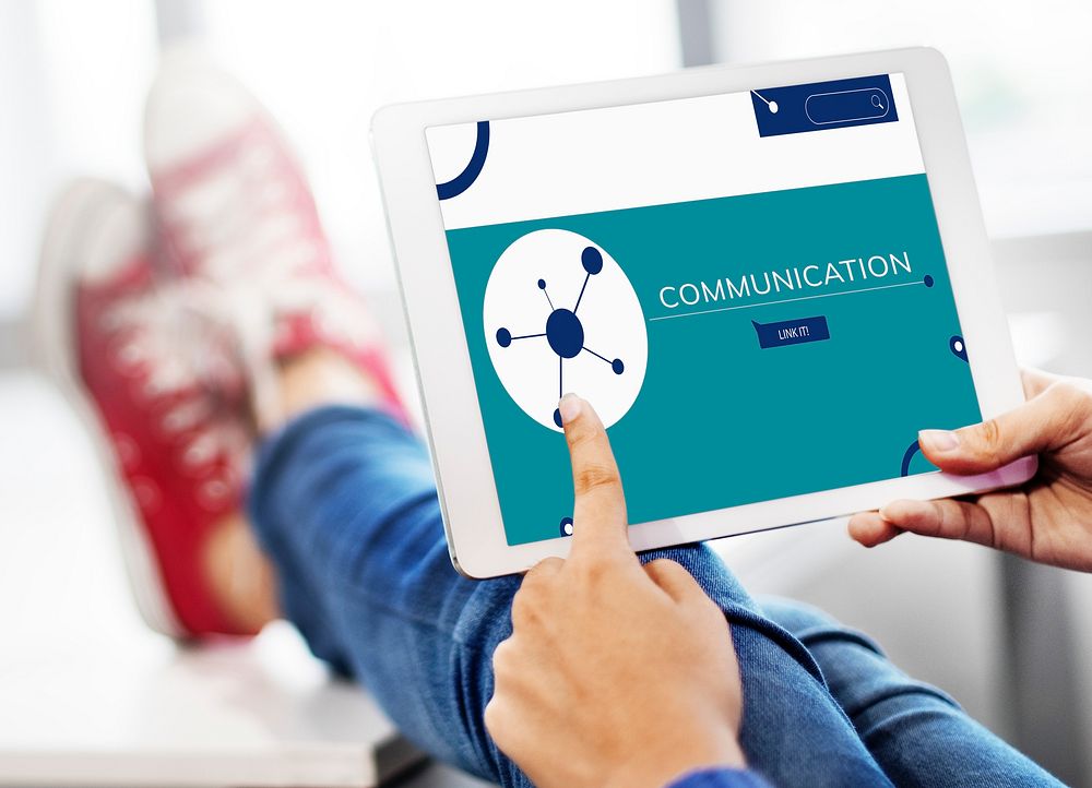 Illustration of social media online communication on digital tablet