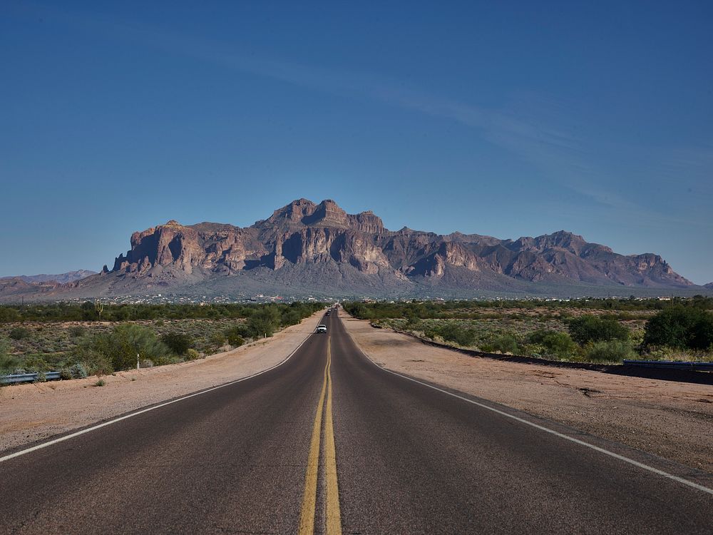 The Superstition Mountains, a condensed chain of peaks near Tortilla Flat, Ariizona, east of Phoenix, are a designated…