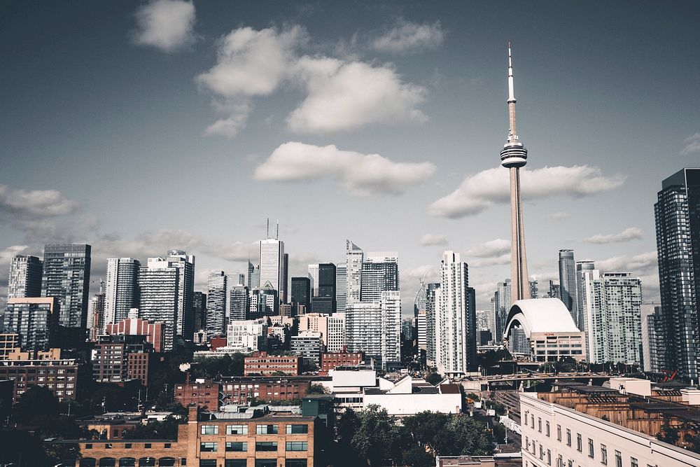 Free Toronto city skyline monochrome photography public domain CC0 photo