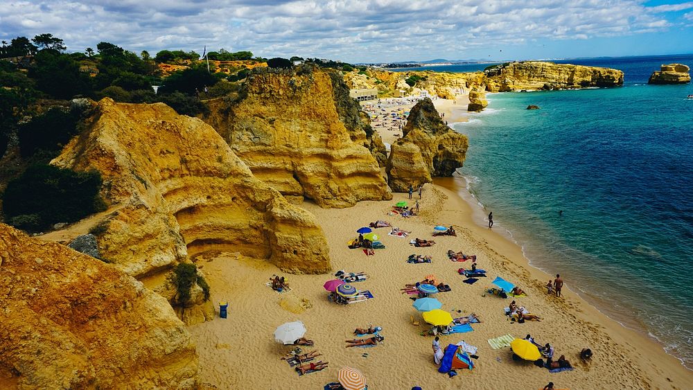 Stunning view of beach cliffs in Portugal.