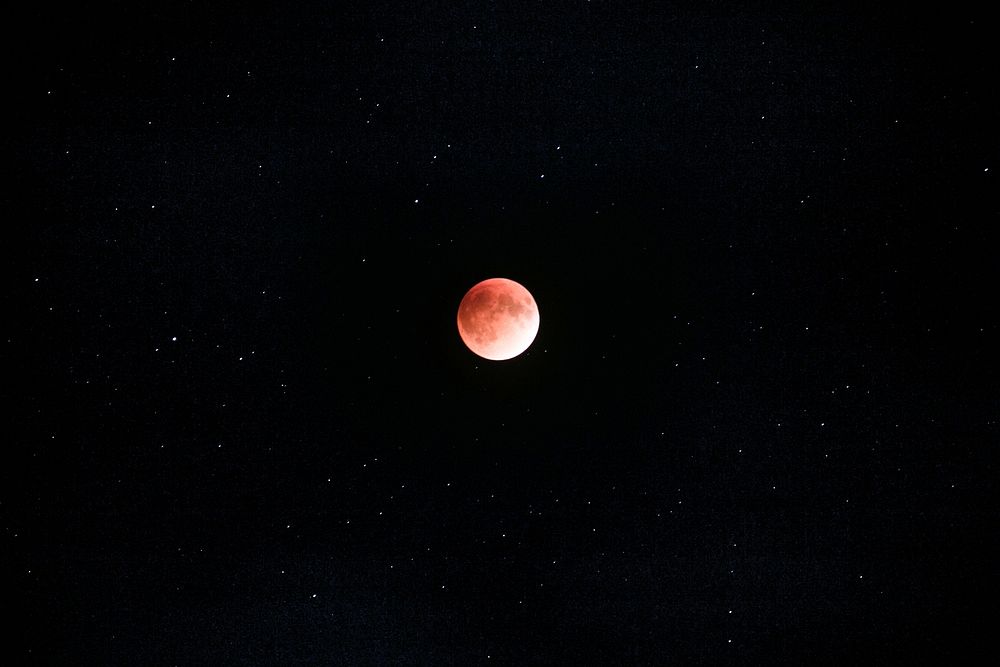 Free red moon image, public domain night sky CC0 photo.