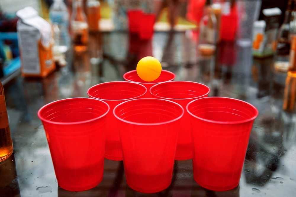 Free beer pong image, public domain alcohol drink CC0 photo.