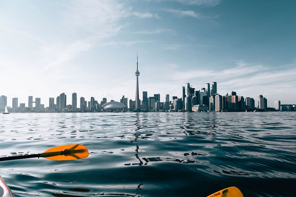 Free view of Toronto Harbourfront from a canoe image, public domain CC0 photo.