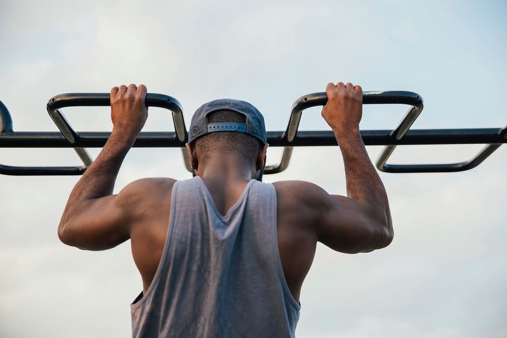 Free person exercising outdoors photo, public domain workout CC0 image.