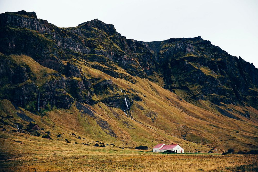 Free country house near mountains image, public domain landscape CC0 photo.