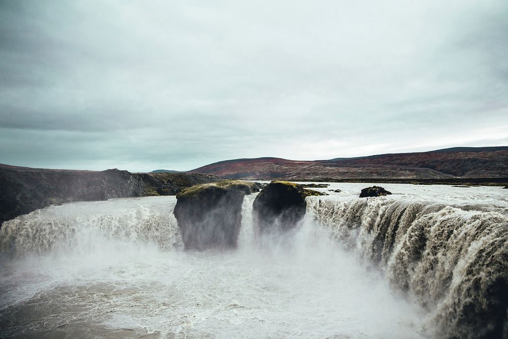 Free waterfall, nature background, public domain CC0 photo.