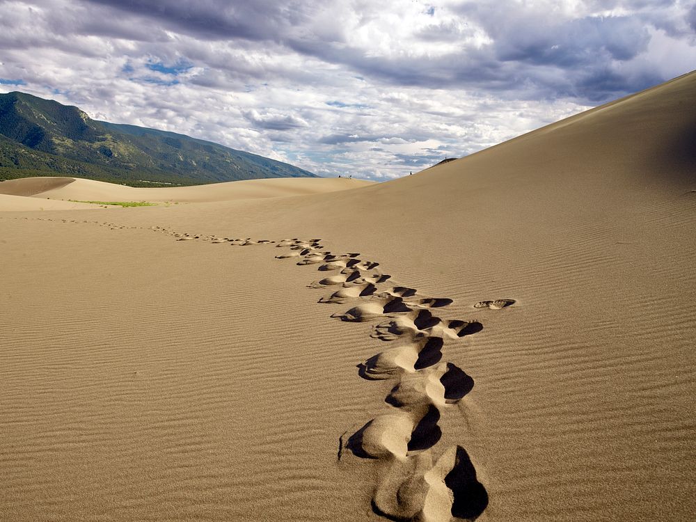 Footprints at Great Sand Dunes National Monument and Preserve, one of America's newest national parks to be established (in…