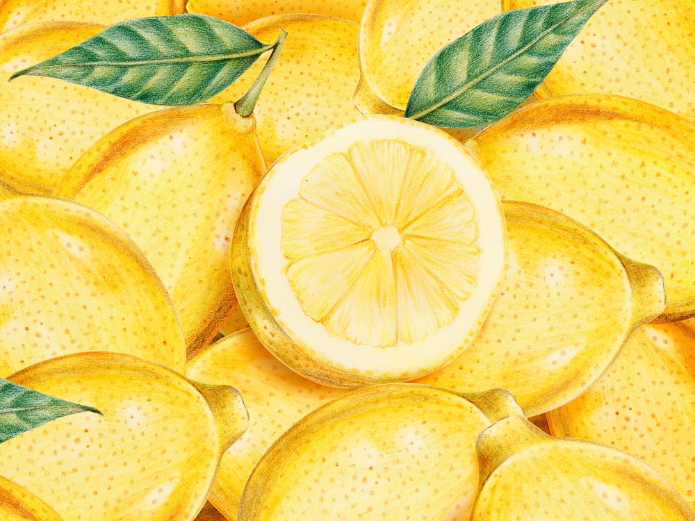 Hand drawn lemon patterned background illustration