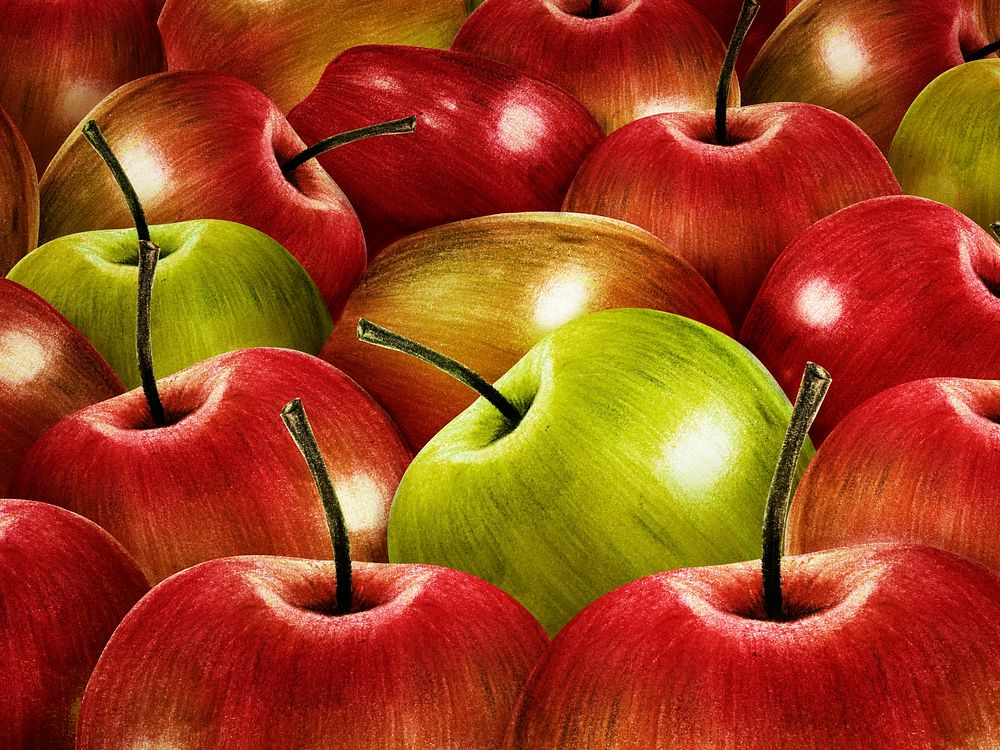 Hand drawn apple patterned background illustration