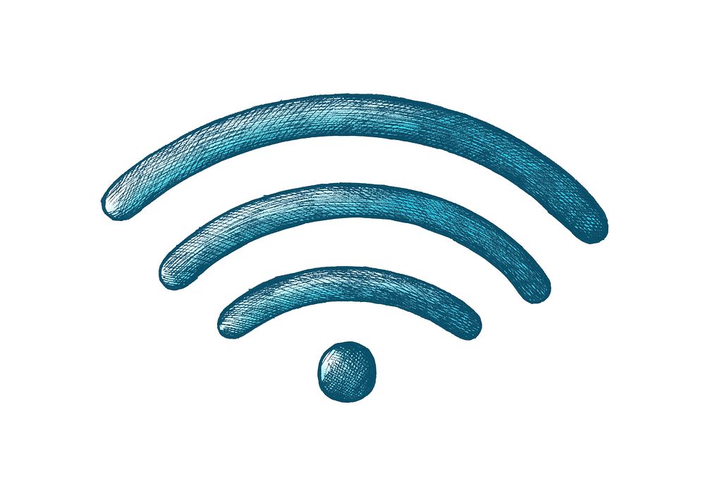 Hand-drawn blue wireless internet illustration