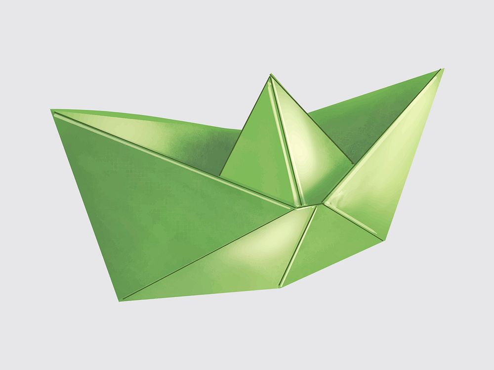 Green 3D Origami boat illustration