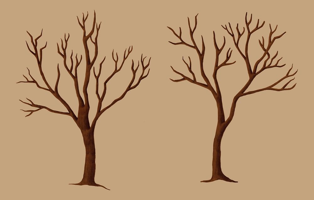 Hand drawn spooky trees in the autumn