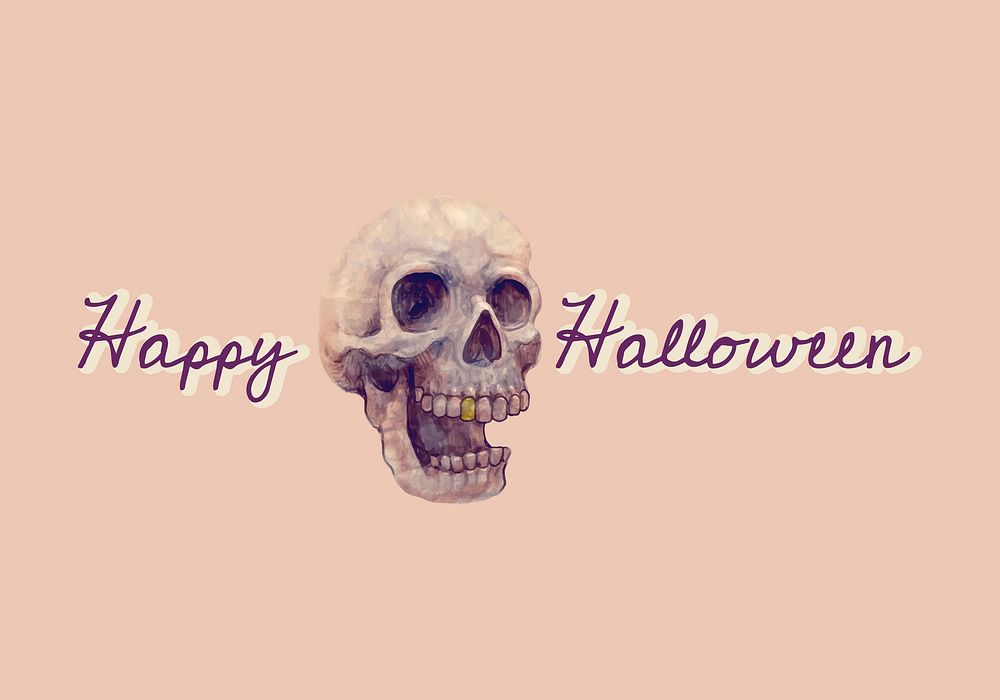 Illustration of a skull and Happy Halloween icon vector