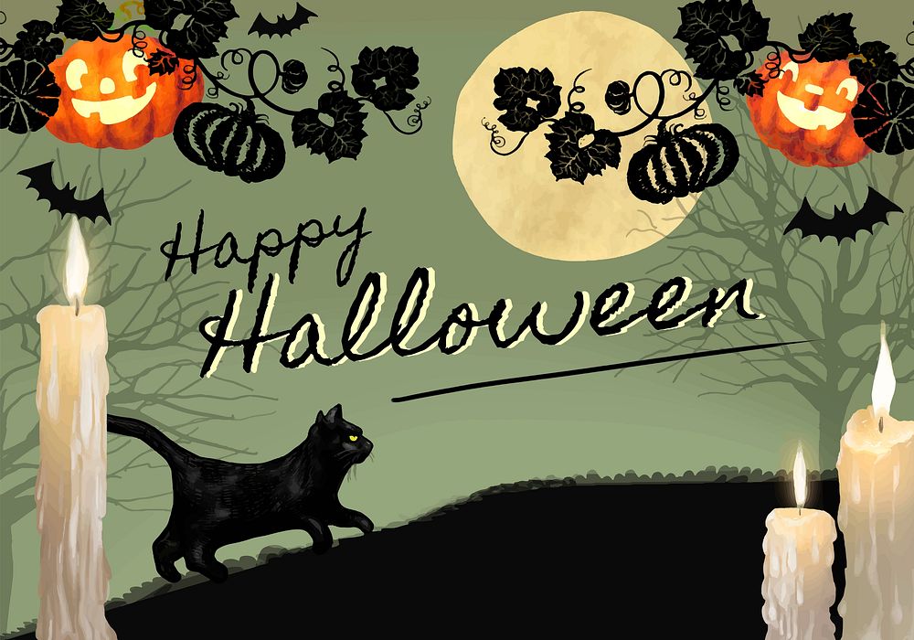 Illustration of black cat for Halloween themed background