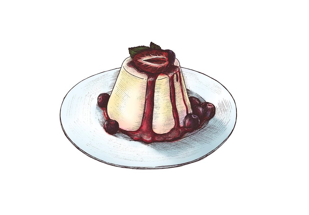 Hand-drawn pudding a savory dish
