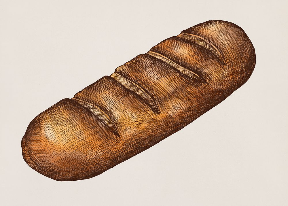 Hand drawn baguette French bread