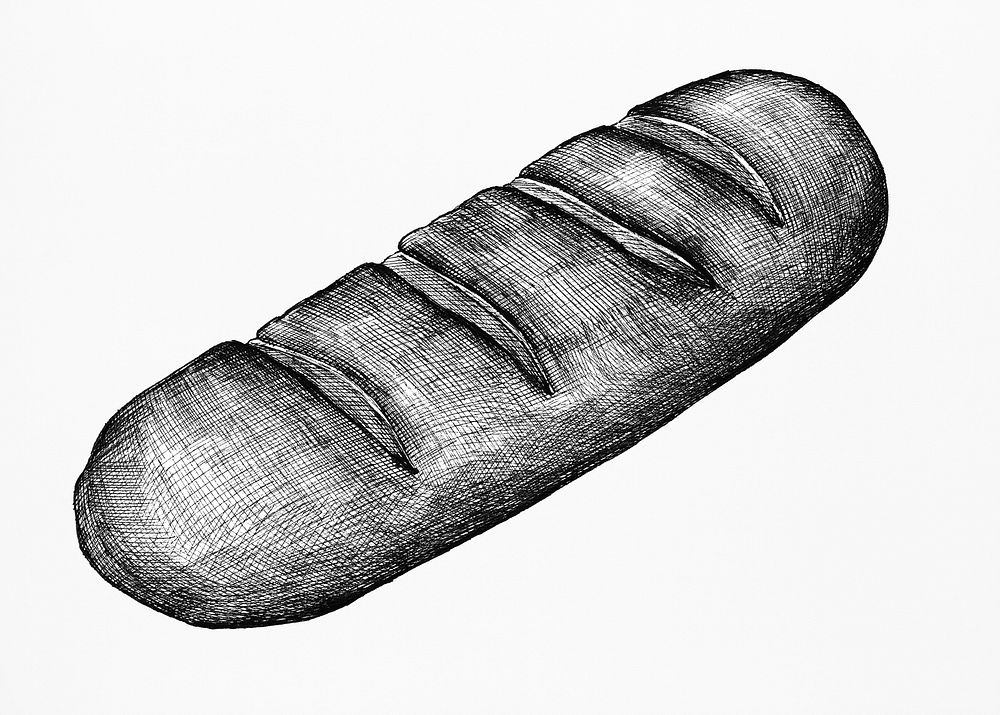 Hand drawn baguette French bread