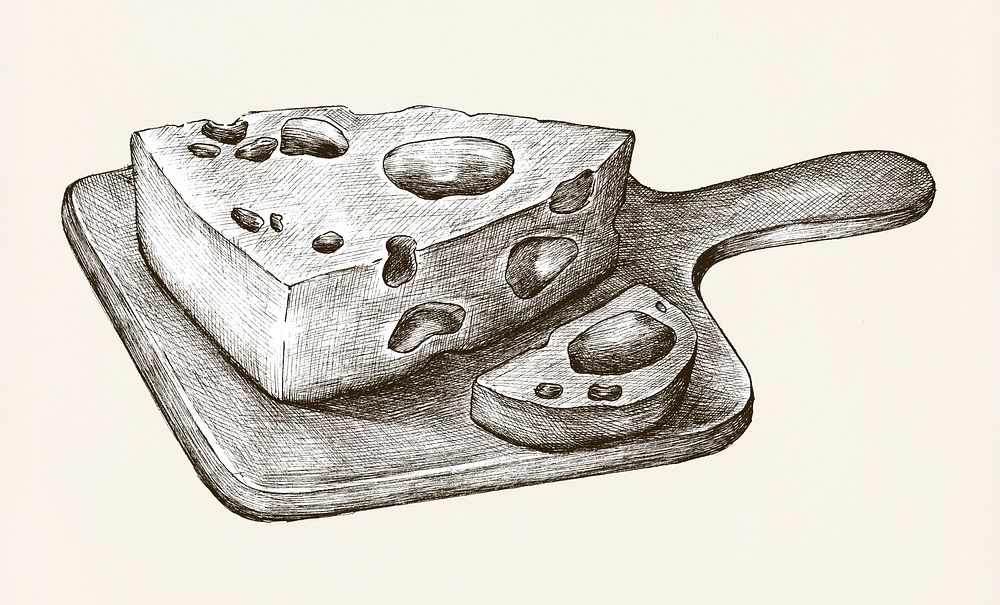 Hand-drawn cheese dairy product