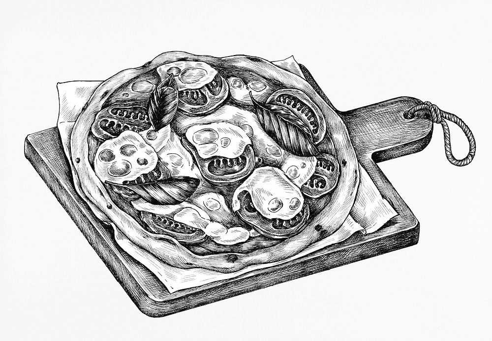 Hand-drawn stone-oven pizza