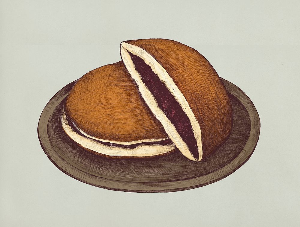 Hand drawn dorayaki Japanese confection