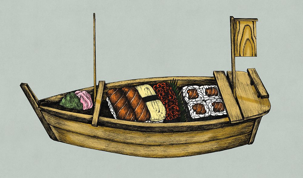 Hand drawn sushi boat