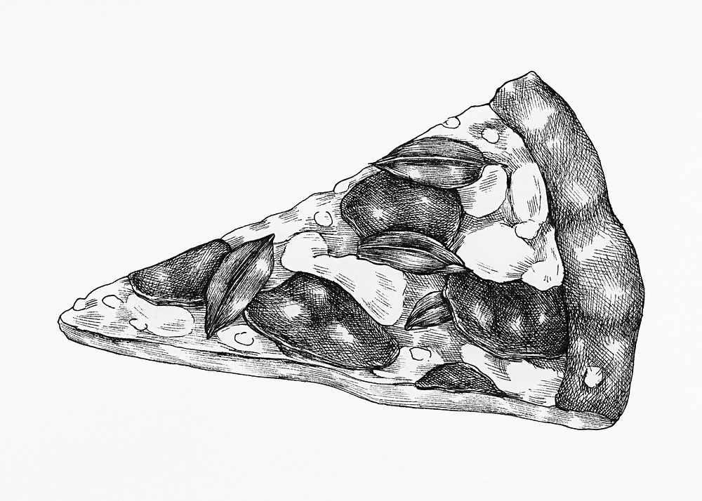 Hand drawn slice of pizza