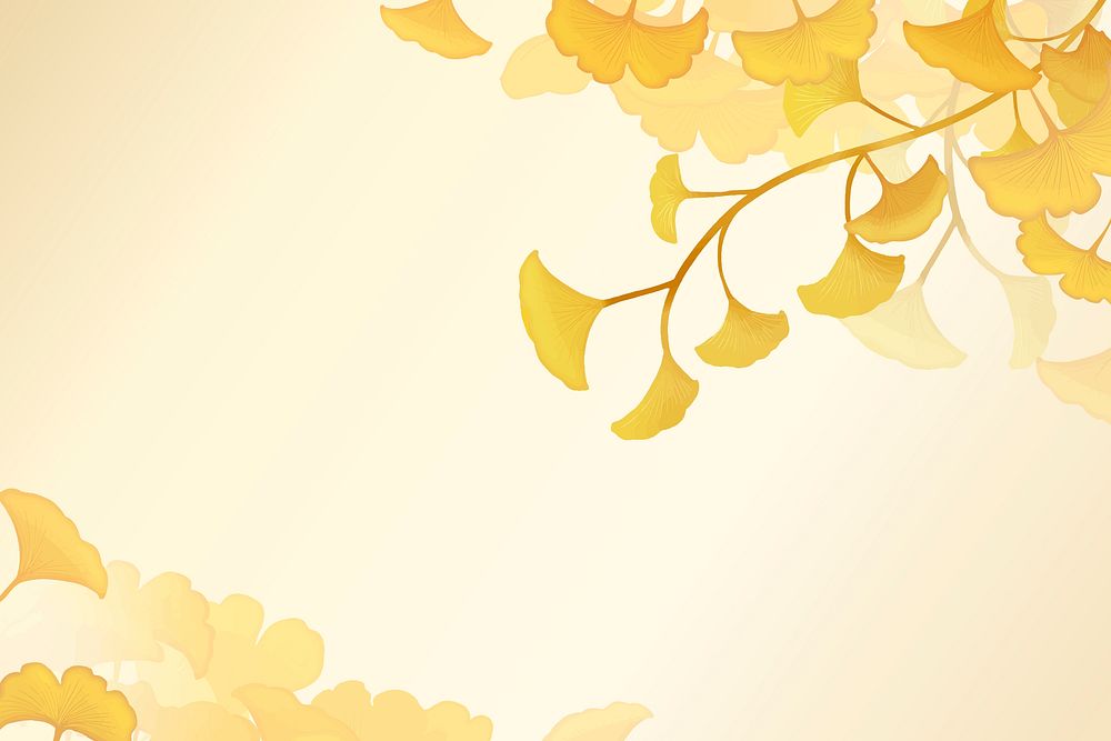 Yellow ginkgo leaf framed background vector