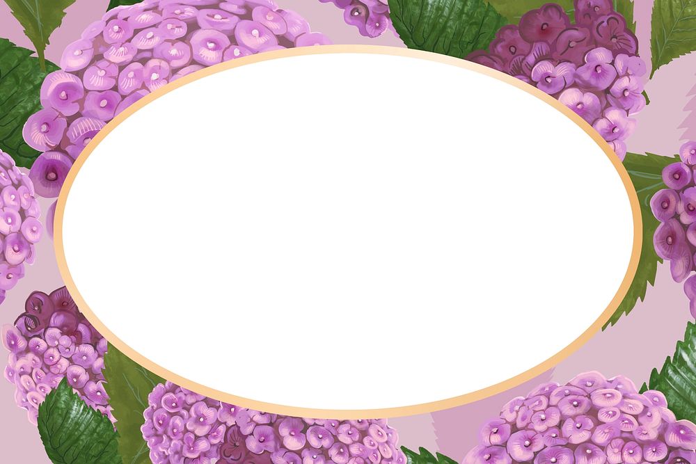 Gold oval hydrangea flower frame design resource