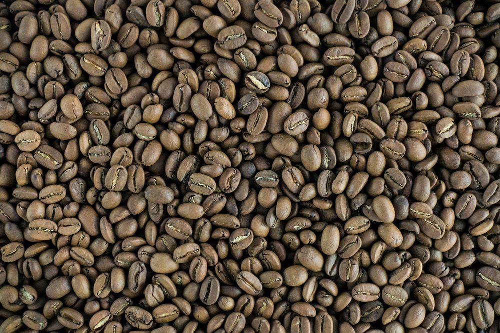 Full frame of lightly roasted coffee beans