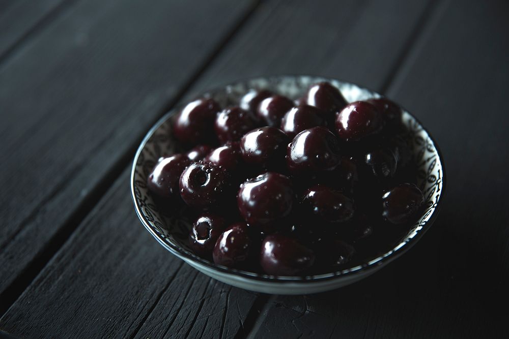 Free black cherries image, public domain fruit CC0 photo.