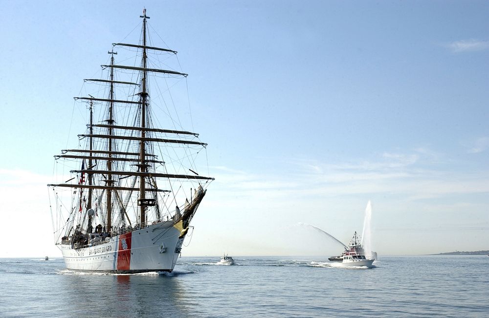 CGC EaglePORTLAND,Maine (August 29, 2003)-The Coast Guard Barque Eagle is escorted into Portland harbor after 12 days at sea…