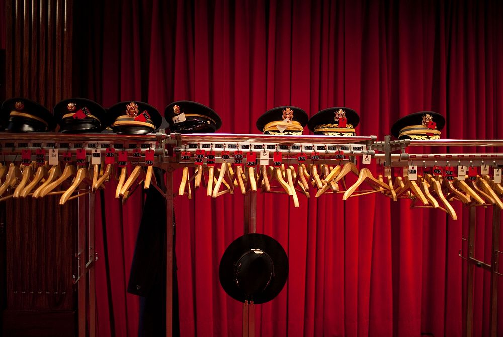 Hats are checked in the Family Theater of the White House, Oct. 20, 2009, prior to the recognition ceremony honoring Troop…